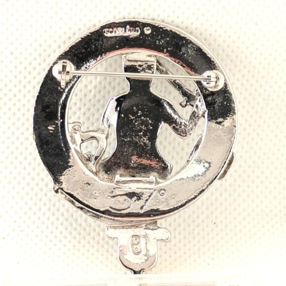 Vintage McFarlane Scottish Clan Badge Scotland Silver Tone Metal Brooch Pin - Picture 4 of 8